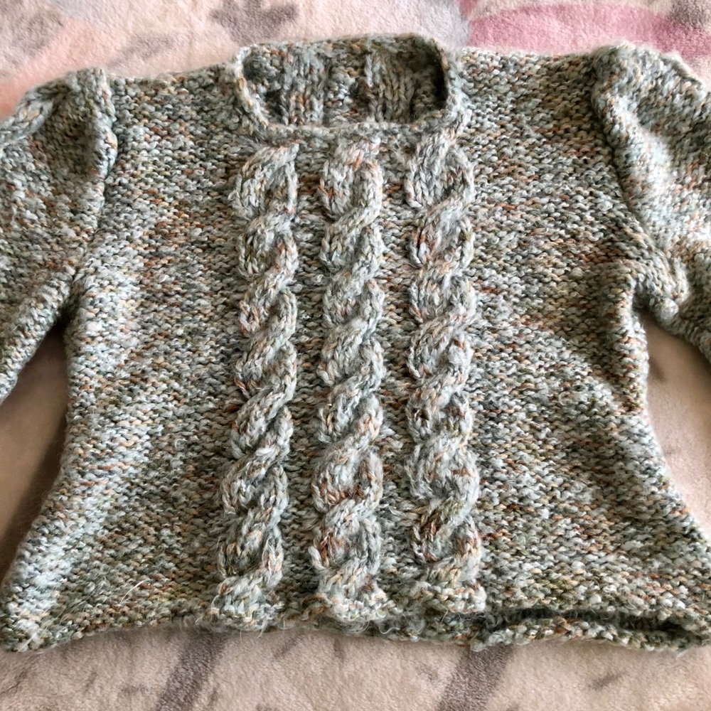 Vintage Hand Knit Wool Sweater Cable Pattern